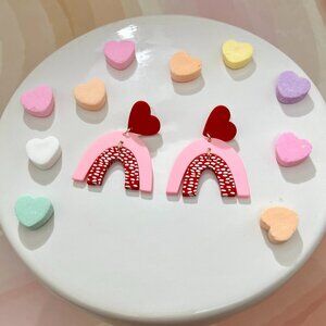Rainbow and hearts earrings
